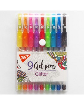 Набір ручок «Glitter», гелевих, 9 кольорів, ТМ YES