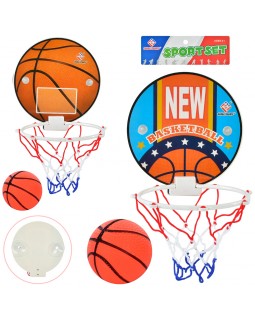 Баскетбольне кільце+ щит, пластик, сітка, м'яч, в асортименті, у пакеті 18х25х3 см