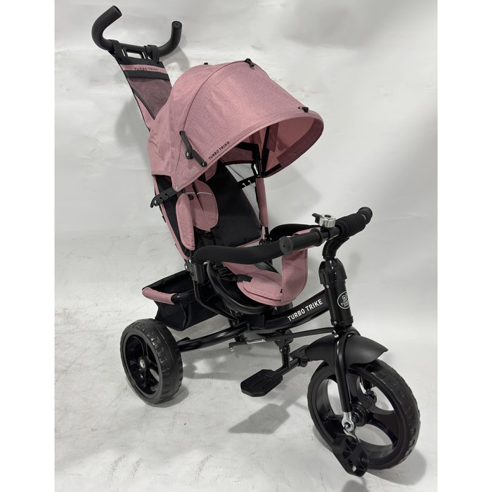 Велосипед 3-коліснийз гальмами, колеса з EVA 12 та 10 дюймів, на підшипнику, рожевий