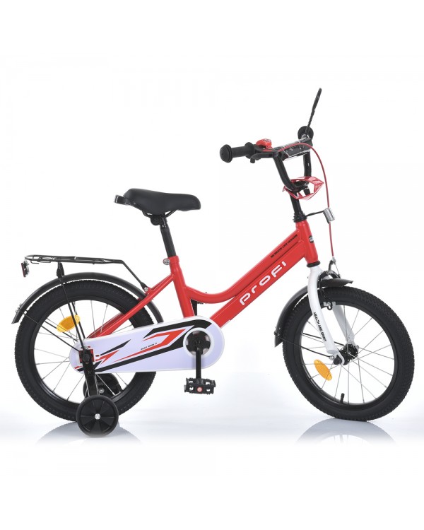 Велосипед «PROF 1. NEO», колеса 16 дюймів, дзвінок, ліхтарик, багажник, додаткові колеса, червоний
