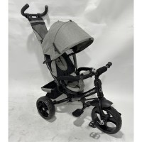 Велосипед 3-колісний, колеса з EVA 12 та 10 дюймів, на підшипнику, з гальмами, світло-сірий