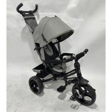 Велосипед 3-колісний, колеса з EVA 12 та 10 дюймів, на підшипнику, з гальмами, світло-сірий