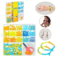 Набір для творчості: бісер, намистини, підвіски, гумова волосінь, ножиці, патріотичні кольори, у коробці 17х17х5 см