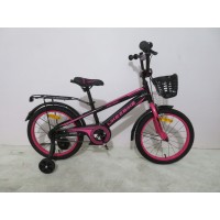 Велосипед «Like2bike Sky» 2-колісний з колесами 16 дюймів зі сталевою рамою, дзвінком, ручним гальмом, чорно-рожевий