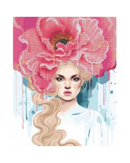 Картина за номерами з алмазною мозаїкою «Дівчина-троянда» 40х50 см., SANTI