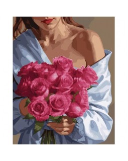 Картина за номерами з алмазною мозаїкою «Трояндова ніжність» 40х50 см., SANTI