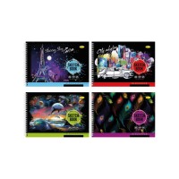 Скетчбук «BLACK» А5 на 24 аркуші на пружині з ламінованою обкладинкою, в асортименті, ТМ Апельсин