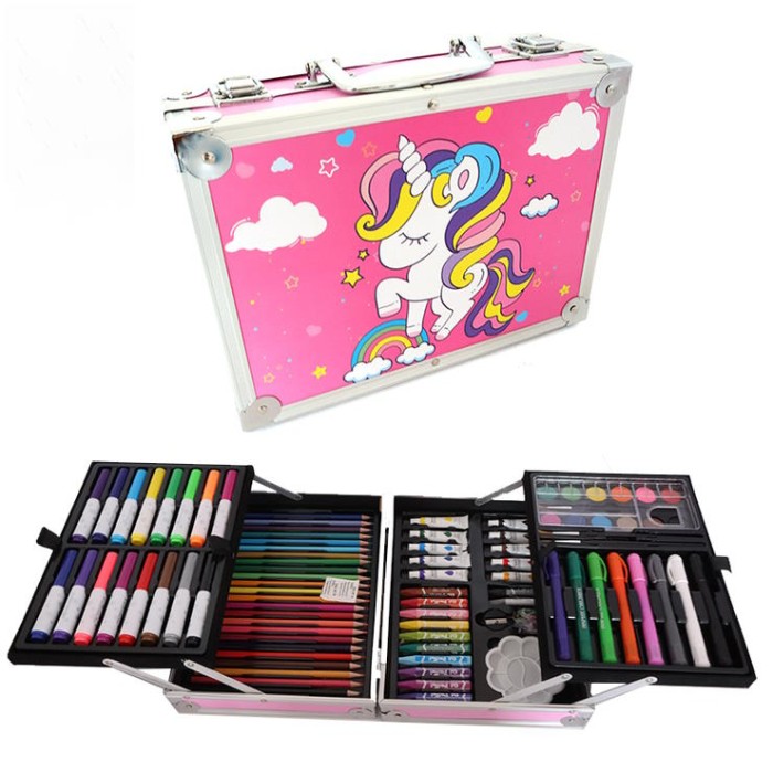 Набір художній у чемодані 20х27 см: фломастери, олівці, фарби, пастель, пензлі та інше, ТМ Leader