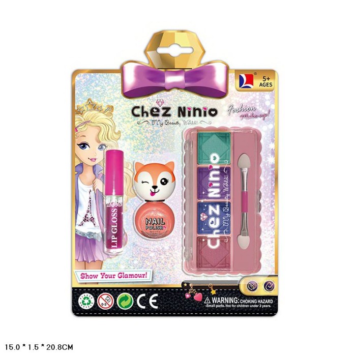 Косметика: блиск для губ, лак, тіні, в асортименті, на планшетці 15х1,5х20,8 см