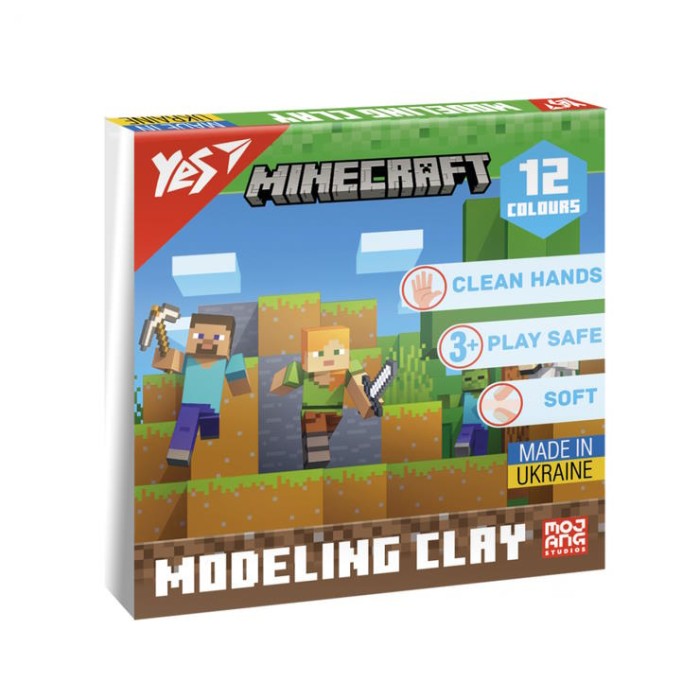 Пластилін «Minecraft» на 12 кольорів зі стеком, 240 г, ТМ Yes