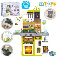 Дитяча кухня 70х45,5х70,5 см зі світлом, звуком та парою: плита, мийка, продукти, посуд, у коробці 45х36х17
