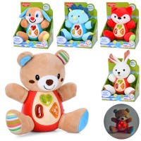 Тваринка музична 17см зі звуком та світлом, плюш, в асортименті, на батарейці, у коробці 18,5х21х12