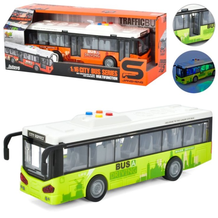 Автобус 28 см зі звуком та світлом, на батаейці, в асортименті, у коробці 33х15,5х9 см