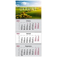 Календар «UA 1 2025» настінний квартальний на 3 пружини, 30х63 см, ТМ Аxent