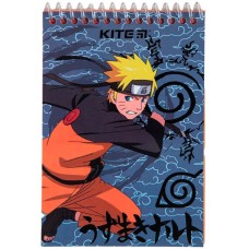 Блокнот «Naruto» А6 на 8 аркушів без лінування з пластиковою обкладинкою на спіралі зверху, ТМ Kite