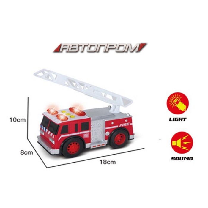 Машина «Пожежна» зі світлом та звуком, на батарейці, у коробці 21х13х11 см, Автопром