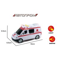Машина «Швидка допомога» зі світлом та звуком, на батарейці, у коробці 21х13х11 см, Автопром