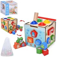 Сортер «ГеймБаза» 15х14х15 см з фігурками тварин, ксилофоном чи стукалкою, в асортименті, у коробці 15х14,5х15 см