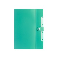 Папка пластикова А4 на 6 відділень на кнопці з розширенням, м'ятна,ТМ Optima