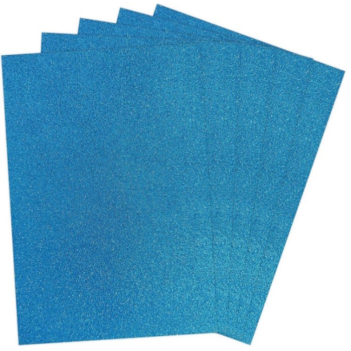 Фоаміран A4 товщиною 1,3 мм 5 аркушів з глітером, блакитний, ТМ Мандарин