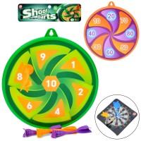 Дартс: мішень 21,5 см з гачком та 4 дротики на присосках, в асортименті, у пакеті 23х28х3 см