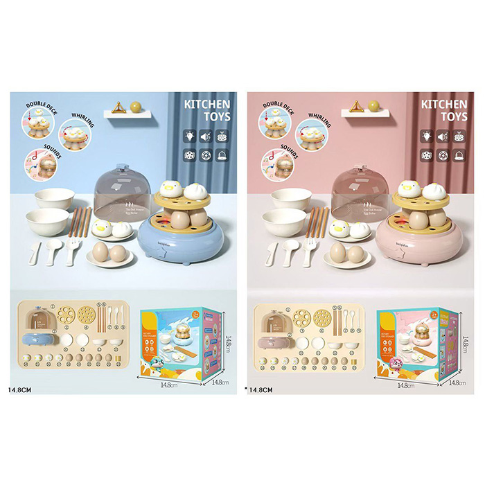 Іграшкова пароварка 14х14х17 см музична з посудом та продуктами, на батарейці, в асортименті, у коробці 15х15х15 см