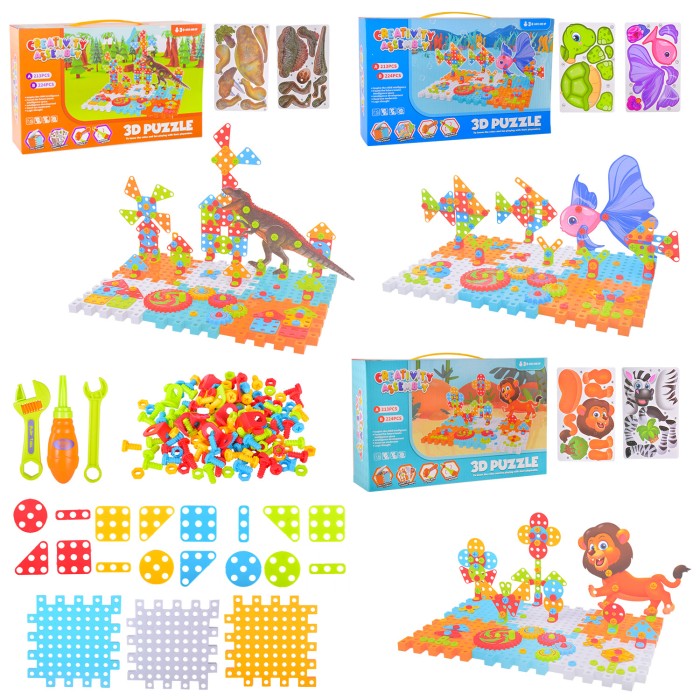 Пазли «Магічні пластини» 2 в 1 від 213 пласких та об'ємних деталей, в асортименті, у коробці 30,5х8х19 см