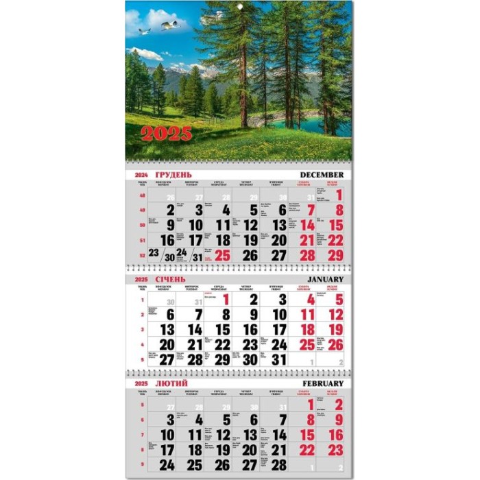Календар настінний квартальний на 3 пружини 2025
