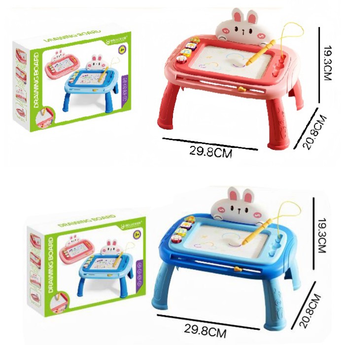 Дощечка для малювання зі столиком 30х20х19 см кольорова та 4 штампи, в асортименті, у коробці 30,5х22х6 см