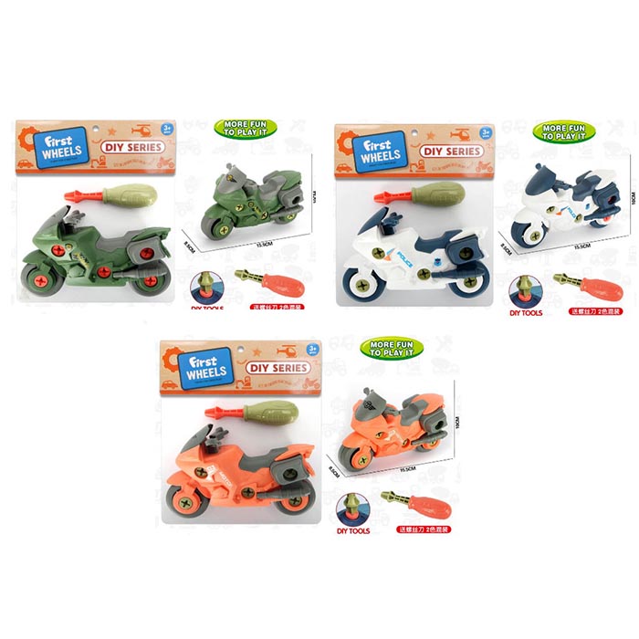 Конструктор на шурупах «Мотоцикл» 15 см з викруткою, в асортименті, у пакеті 20х17х6 см