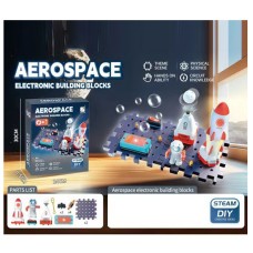 Конструктор електронний «Космічна станція»: ігрове поле-пазл, космічна база, фігурка, ракета, куля у повітрі, на батарейці, у коробці 24х30х8,5 см