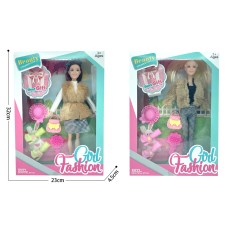 Лялька 30 см з аксесуарами: сумка, капелюшок, взуття, гребінець, в асортименті, у коробці 23х32х4,5 см