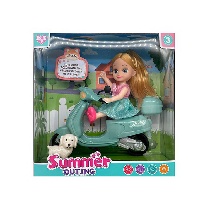 Лялька 15 см з мотоциклом 18 см та песиком 5 см, у коробці 22х22,5х7,5 см