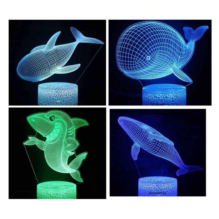 Нічник-світильник «Морські мешканці» 16 см з різнокольоровим світлом та USB, працює від батарейки чи від мережі, в асортименті, у коробці 21х15х5,5 см