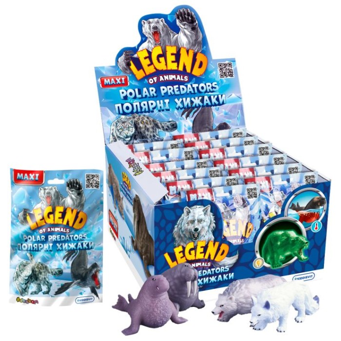 Стретч-іграшка «LEGEND OF ANIMALS МАКСІ. Полярні хижаки» 10 см, в асортименті, 12 шт у дисплеї 25х7х18 см