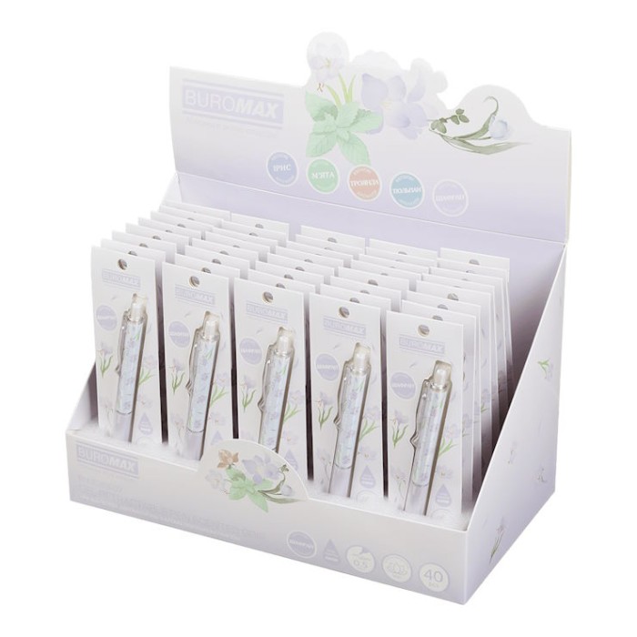 Ручка «BLOSSOM» гелева автоматична 0.5 мм з ароматним грипом синя, в блістеі, ТМ Buromax