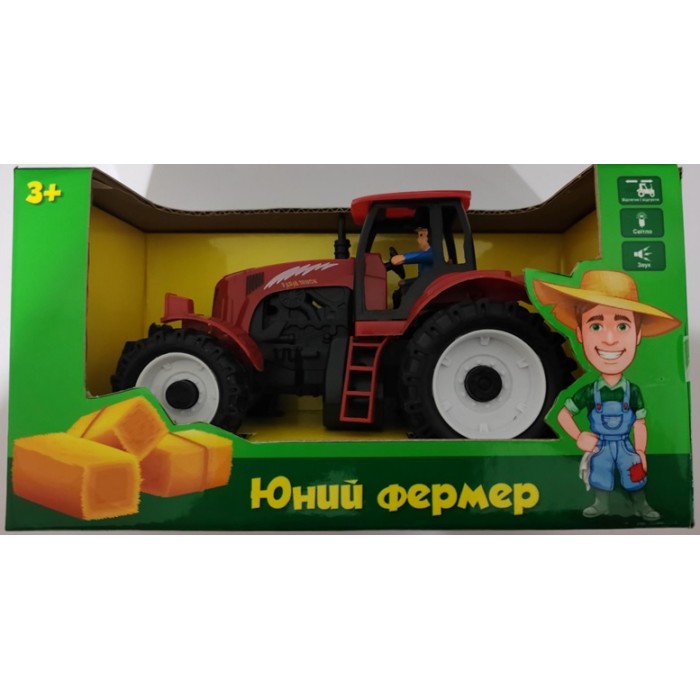 Трактор «Юний фермер» інерційний зі світлом та звуком, на батарейці, у коробці 23х11х12 см