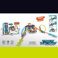 Трек зі свтлом, звуком та 2 машинками, на батарейці, у коробці 57х7,6х37 см