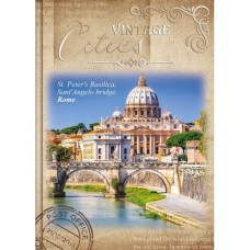 Канцелярська книга «CITIES VINTAGE» на 80 аркушів у клітинку з твердою ламінованою обкладинкою, в асортименті, ТМ Рюкзачок