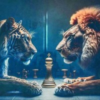 Набір з алмазною мозаїкою «Тигр з левом» 30х30 см, ТМ Strateg