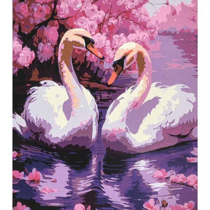 Картина за номерами «Казкові лебеді» 40х50 см, ТМ Strateg