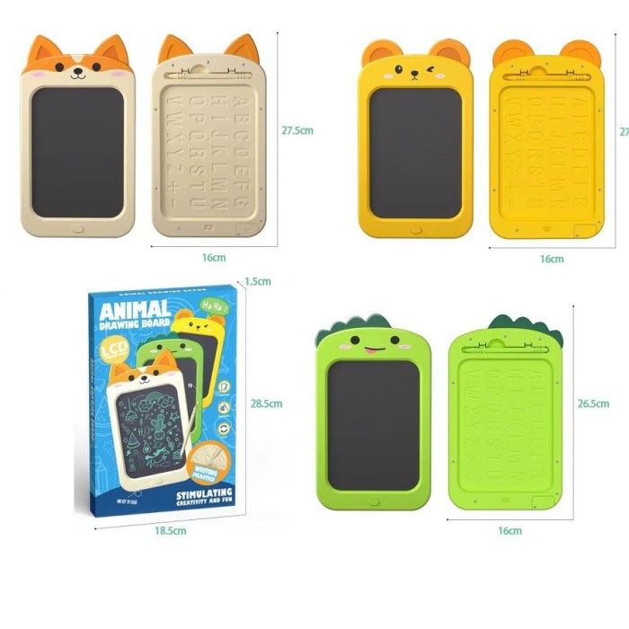 LCD планшет 15,5х26,5 см 8 дюймів кольоровий з паличкою та англійським алфавітом, на батареці, в асортименті, у коробці 19х28,5х1,5 см