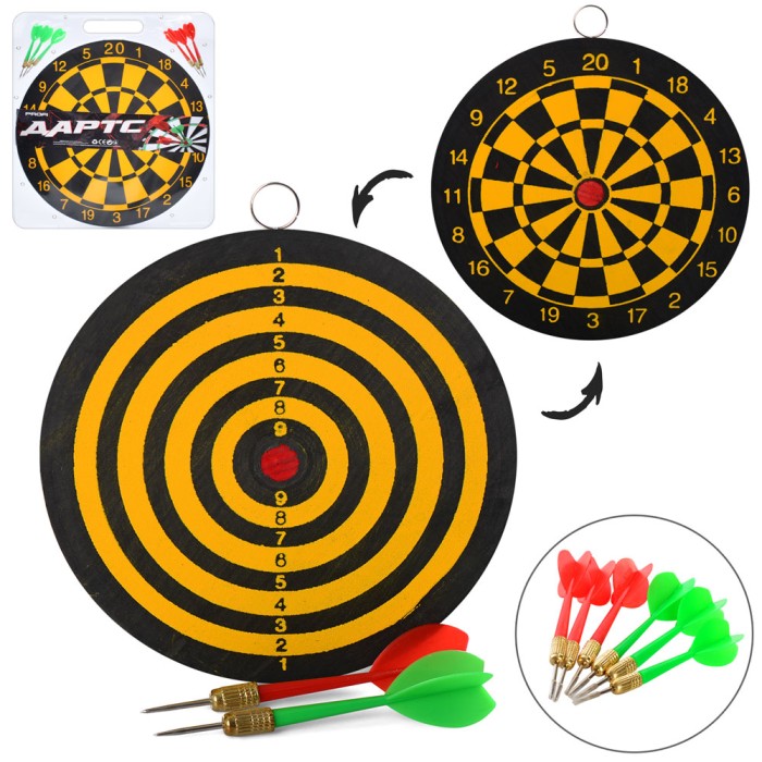 Дартс: мішень 15 дюймів двостороння та 6 дротиків з голкою, під слюдою 39х43х2 см