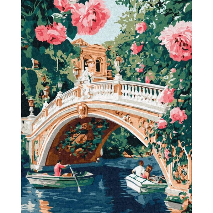 Картина за номерами «Міст та квіти» 40х50 см, ТМ Ідейка