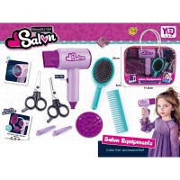 Набір перукаря: фен з насадками, гребінець, шпильки, ножиці, на батарейці, у сумці 26х20х5,5 см
