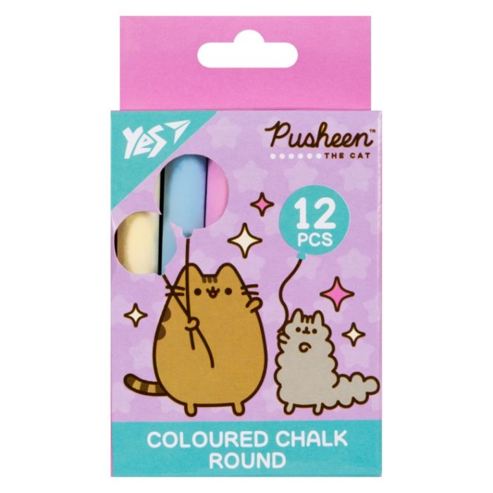 Крейда кольорова «Pusheen» кругла 12 шт на 6 кольорів, ТМ Yes