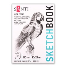 Скетчбук «Animals» для графіки А5 на 30 аркушів на склейкці 110 г/м2, ТМ SANTI