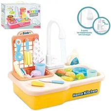 Дитяча кухня 39,5х24,5х34 см з 20 предметів: мийка з водою, набір посуду, продукти, на батарейці, у коробці 40х27х11,5 см