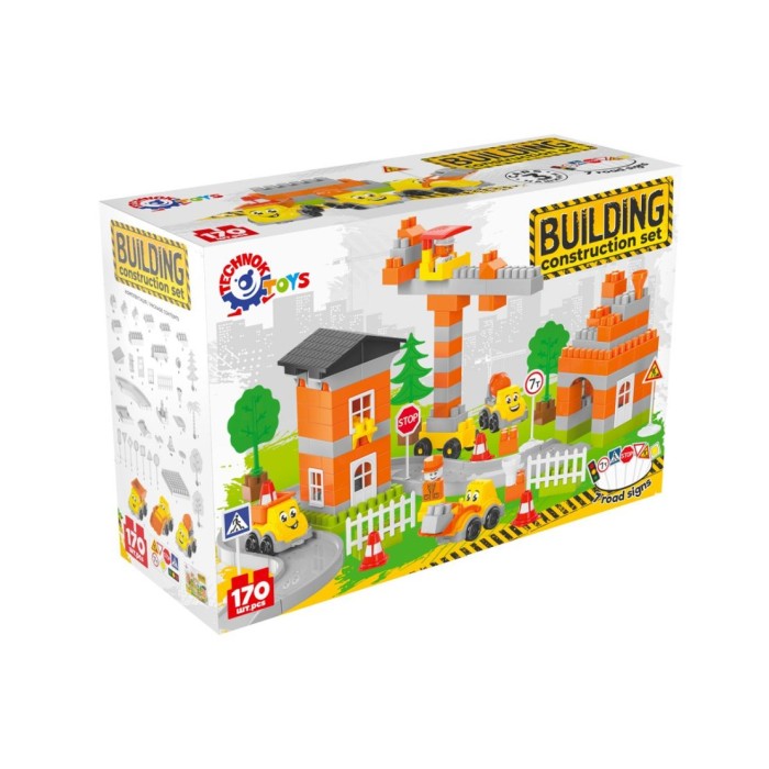 Конструктор «Building» зі 170 деталей з машинками, у коробці 37,5х25х14 см, ТМ Технок