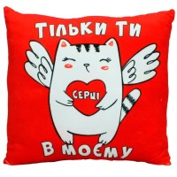 М`яка іграшка «Подушка Вітальна 2» 32х32 см з принтом №2, ПП Копиця